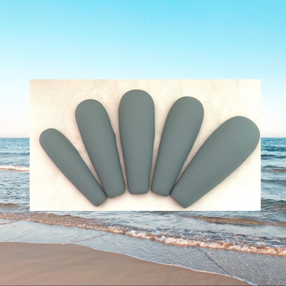 DIY matte olive gray press on nails